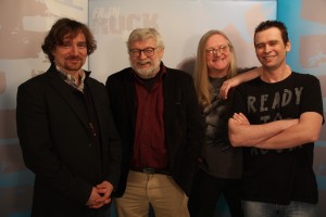 TV ROCKPARÁDA 3-2013-zleva - Janek Kroupa a Josef Klíma-Na vlastní oči- Kůsofka a Robet Hlavatý-moderátoři - foto-Jakub Bouška